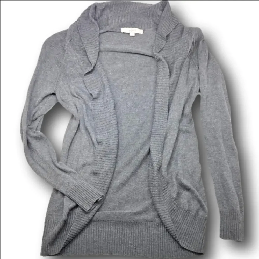 Women's LOFT Gray Open Front Cardigan Sweater M - Picture 1 of 8